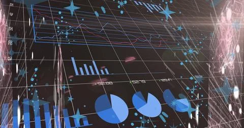 Image of data processing over black background Illustrazione stock