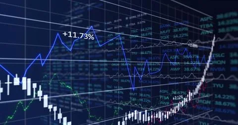 Image of data processing over black background Stockillustratie