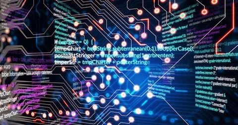 Image of data processing over black background Illustrazione stock