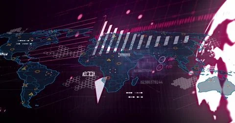 Image of data processing over black background Stock Illustration