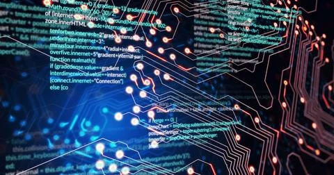 Image of data processing over black background Foto stock