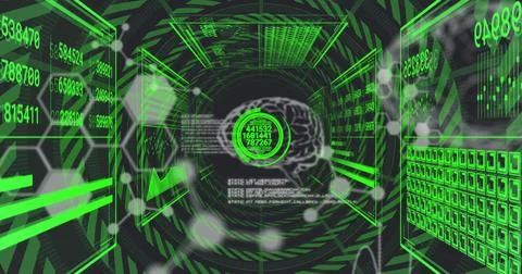 Image of data processing over black background Stock Photos