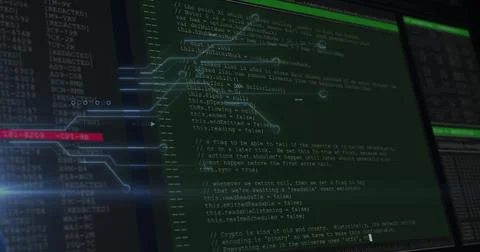 Image of data processing over black background 写真素材