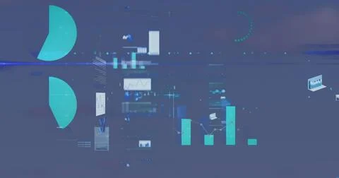 Image of data processing over black background Foto stock