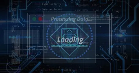 Image of data processing over black background Foto stock