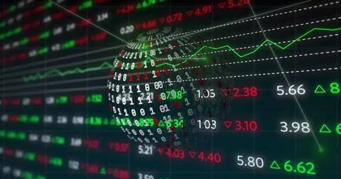 Image of data processing over black background 스톡 사진