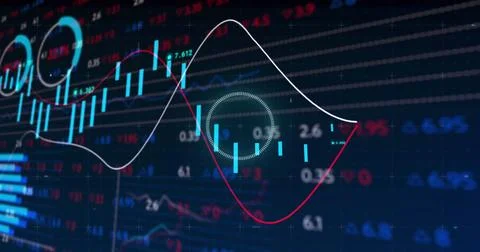 Image of data processing over black background Foto stock