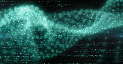 Image of data processing over black background Foto stock