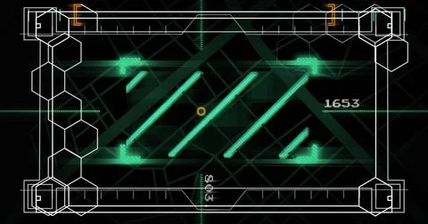 Image of data processing over black background Stockfoto's