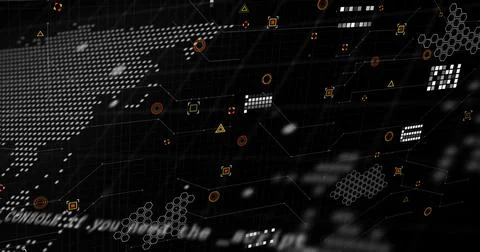 Image of data processing over black background Foto stock