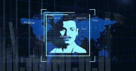 Image of data processing over black background Stockfoto's