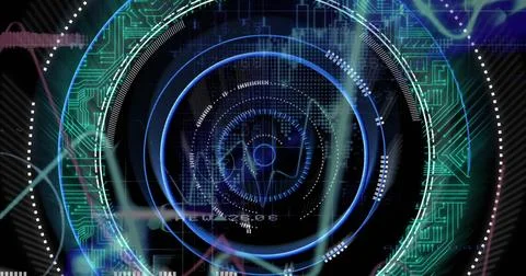 Image of data processing over black background Stock Photos