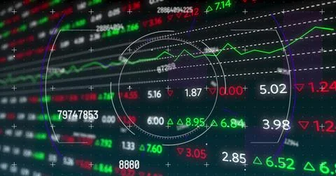 Image of data processing over black background Stock Photos