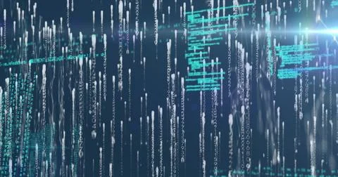 Image of data processing over black background 스톡 사진
