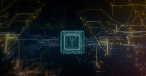Image of data processing over black background Stock Photos