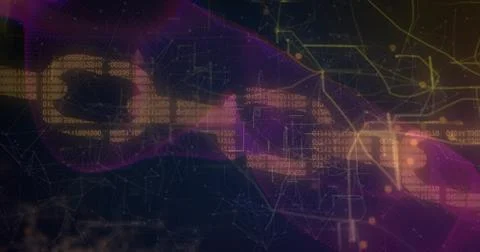 Image of data processing over black background 写真素材