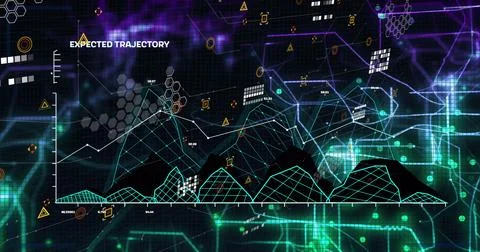 Image of data processing over black background Stock Photos