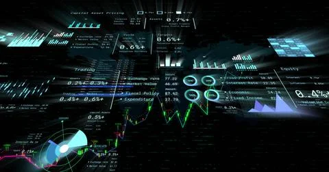 Image of data processing over black background Stock Photos