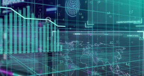 Image of data processing over black background Stock Photos