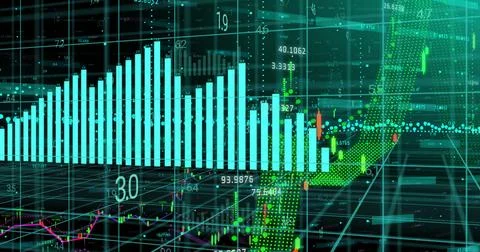 Image of data processing over black background Stock Photos