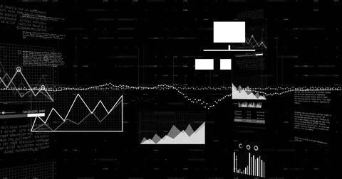 Image of data processing over black background 스톡 사진