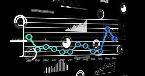 Image of data processing over black background 스톡 사진