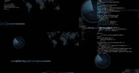 Image of data processing over black background Stock Photos