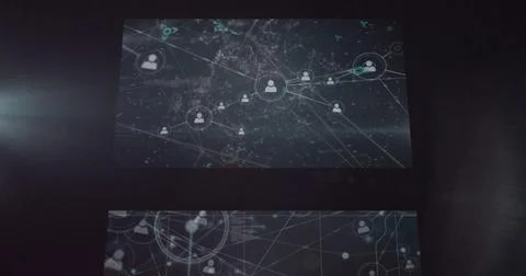 Image of data processing over black background Foto stock