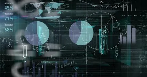 Image of data processing over black background Foto stock