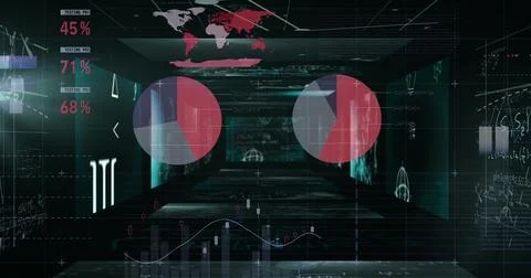 Image of data processing over black background Stock Photos