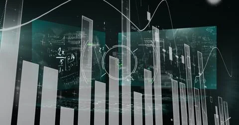 Image of data processing over black background 스톡 사진