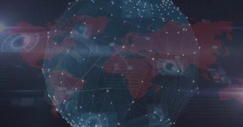 Image of data processing over black background Foto stock