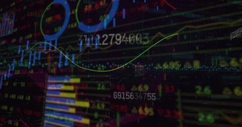 Image of data processing over black background Stock Photos