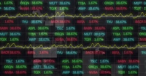 Image of data processing over black background Stock Photos