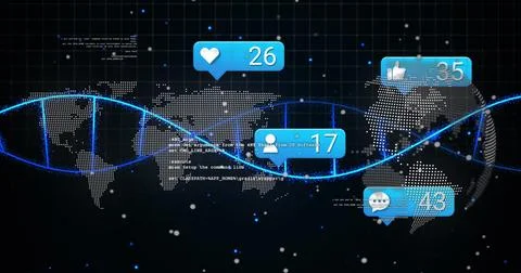 Image of data processing over black background Stock Photos