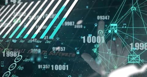 Image of data processing over black background Stock Photos