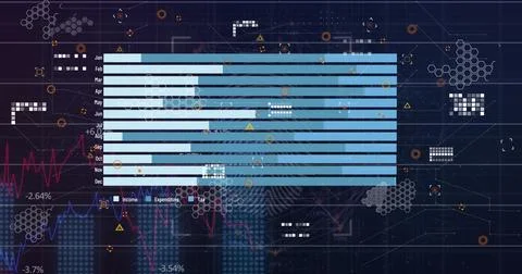 Image of data processing over black background Stock Photos