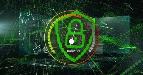 Image of data processing over black background 스톡 사진