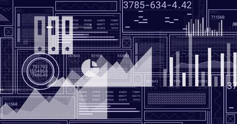Image of data processing over black background Stockfoto's