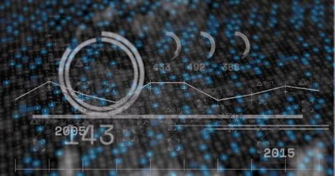 Image of data processing over black background Stock Photos