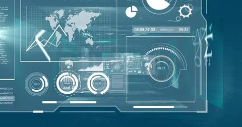 Image of data processing over blue background Stock Illustration