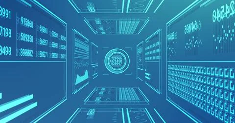 Image of data processing over blue background Stock Illustration