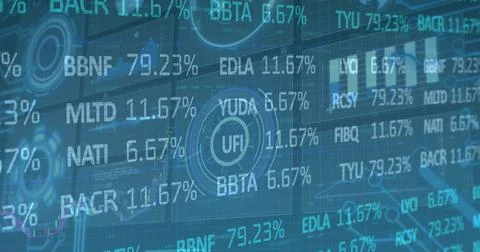 Image of data processing over blue background Illustrazione stock