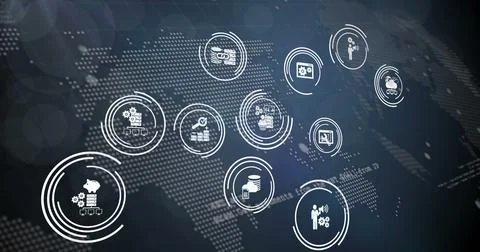 Image of data processing over blue background Stock Illustration