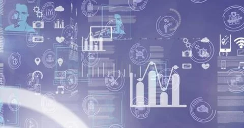 Image of data processing over blue background Stock Illustration