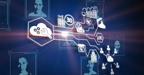 Image of data processing over blue background イラスト素材