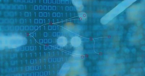Image of data processing over blue background 库存插图