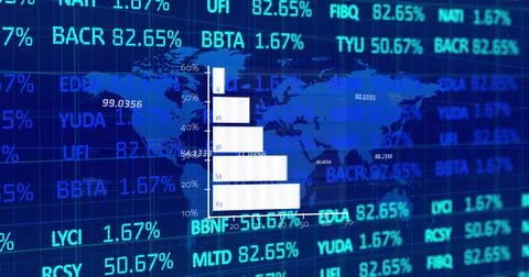 Image of data processing over blue background Stock Illustration