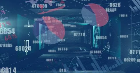 Image of data processing over blue background Illustrazione stock
