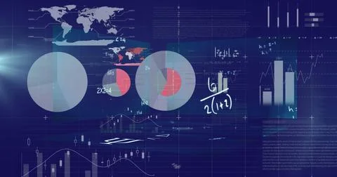 Image of data processing over blue background 스톡 일러스트